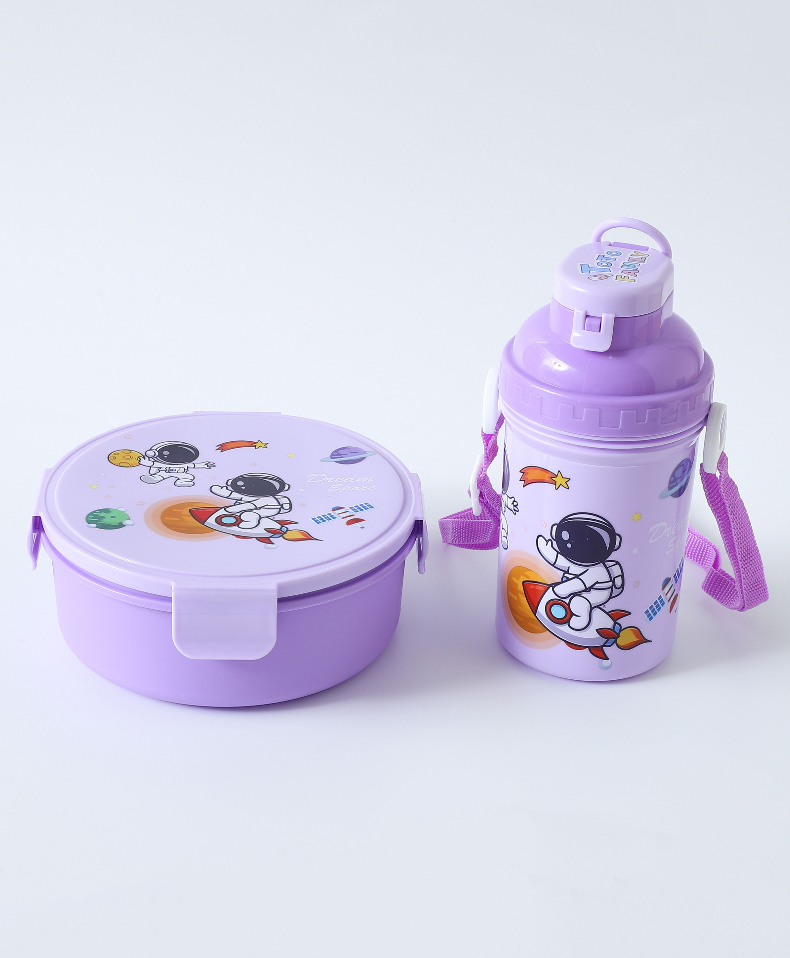 Freezer & Leak Proof Lunch Box Set with Water Bottle Space Theme Print - Purple-image-37