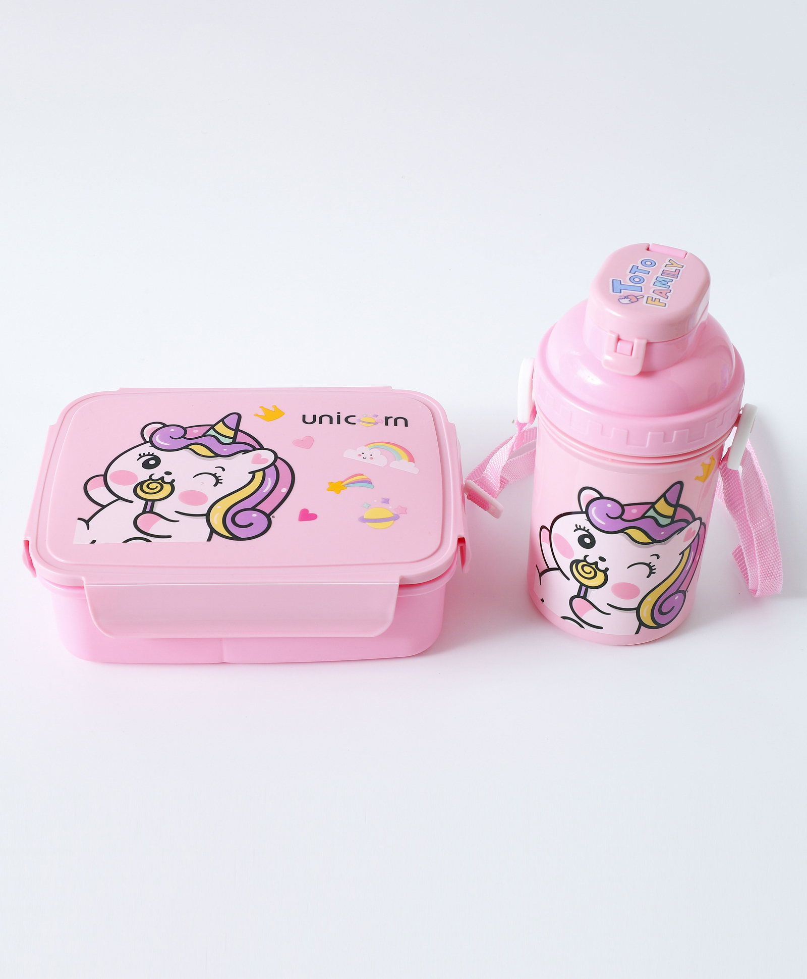 Freezer & Leak Proof Lunch Box Set with Water Bottle Unicorn Print - Pink-image-34
