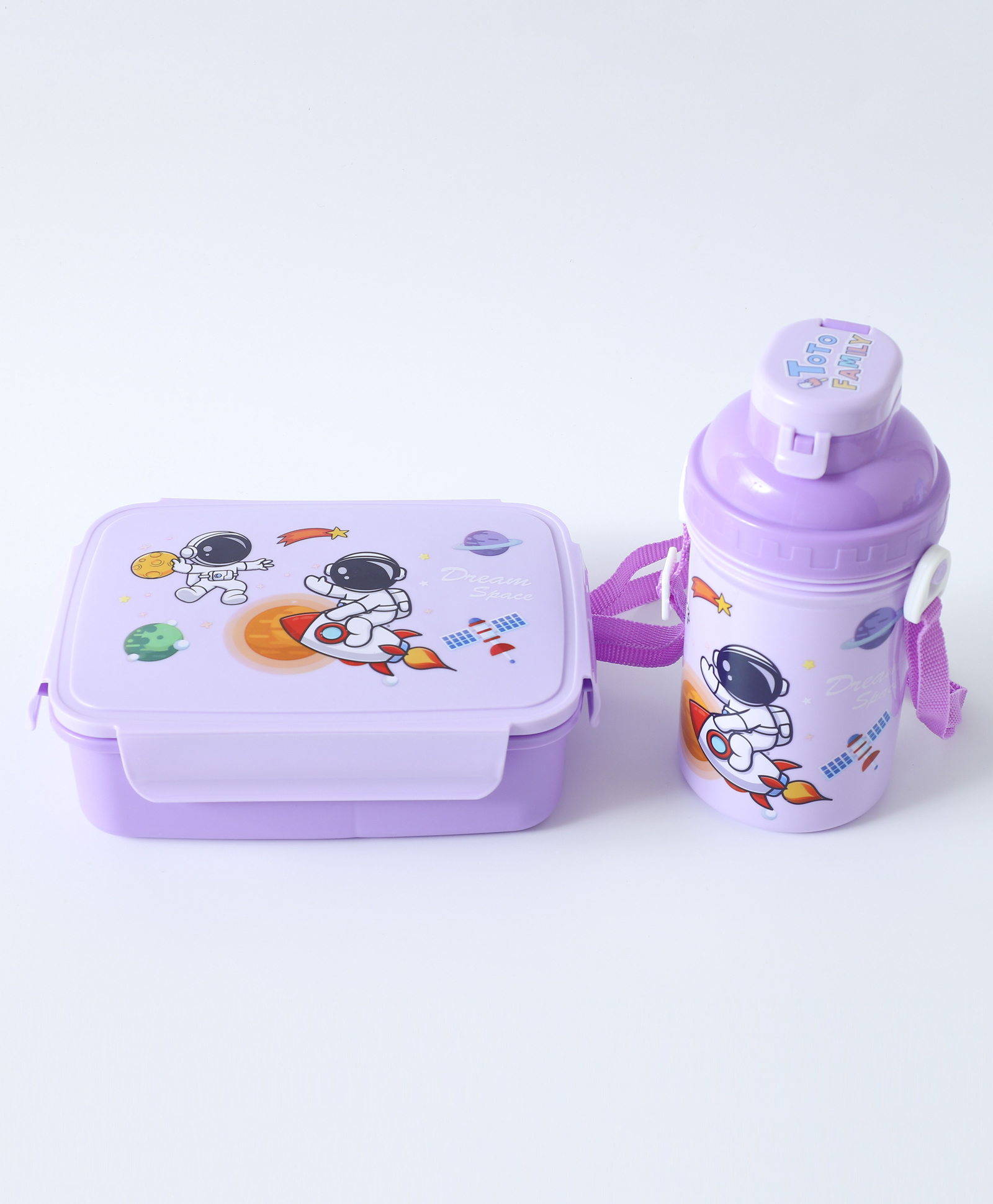 Freezer & Leak Proof Lunch Box Set with Water Bottle Unicorn Print - Purple-image-45