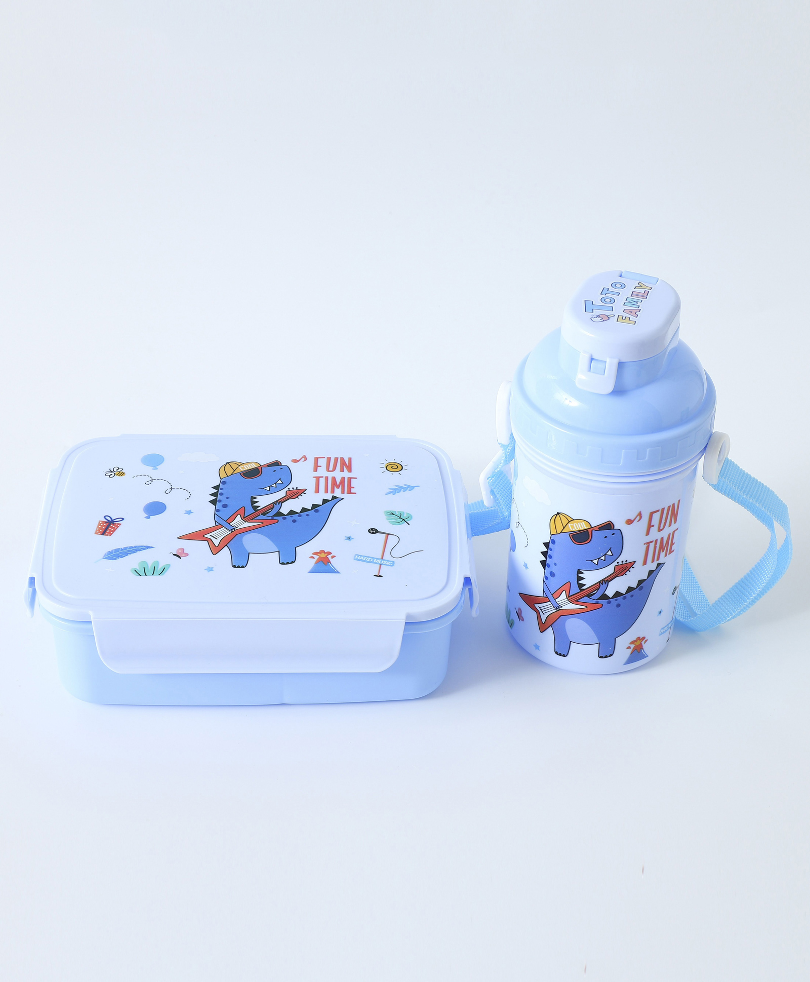 ZOE Freezer & Leak Proof Lunch Box Set with Water Bottle Dino Print - Blue-picture-27