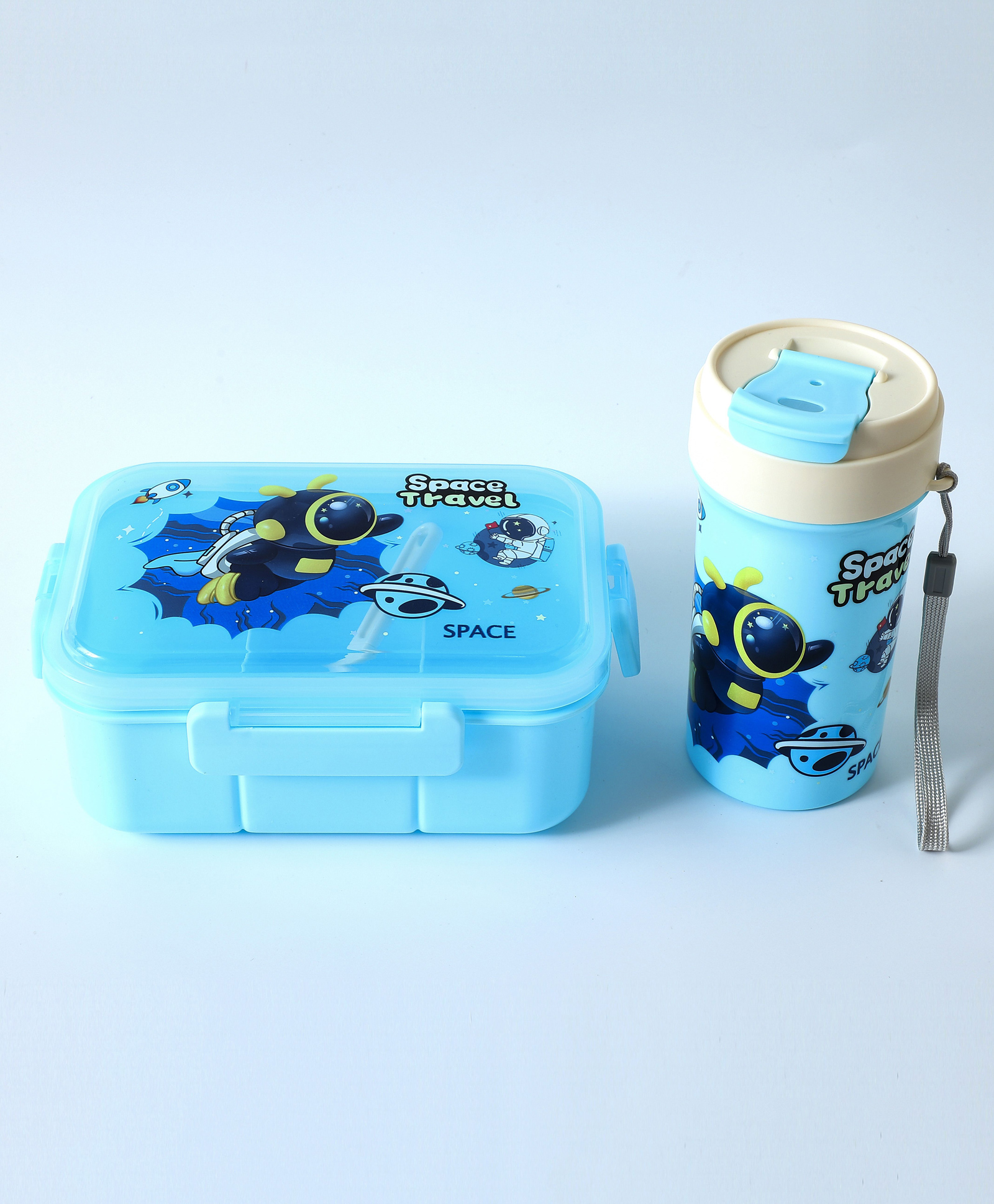 Freezer & Leak Proof Lunch Box Set with Water Bottle & Space Theme - Blue-image-24