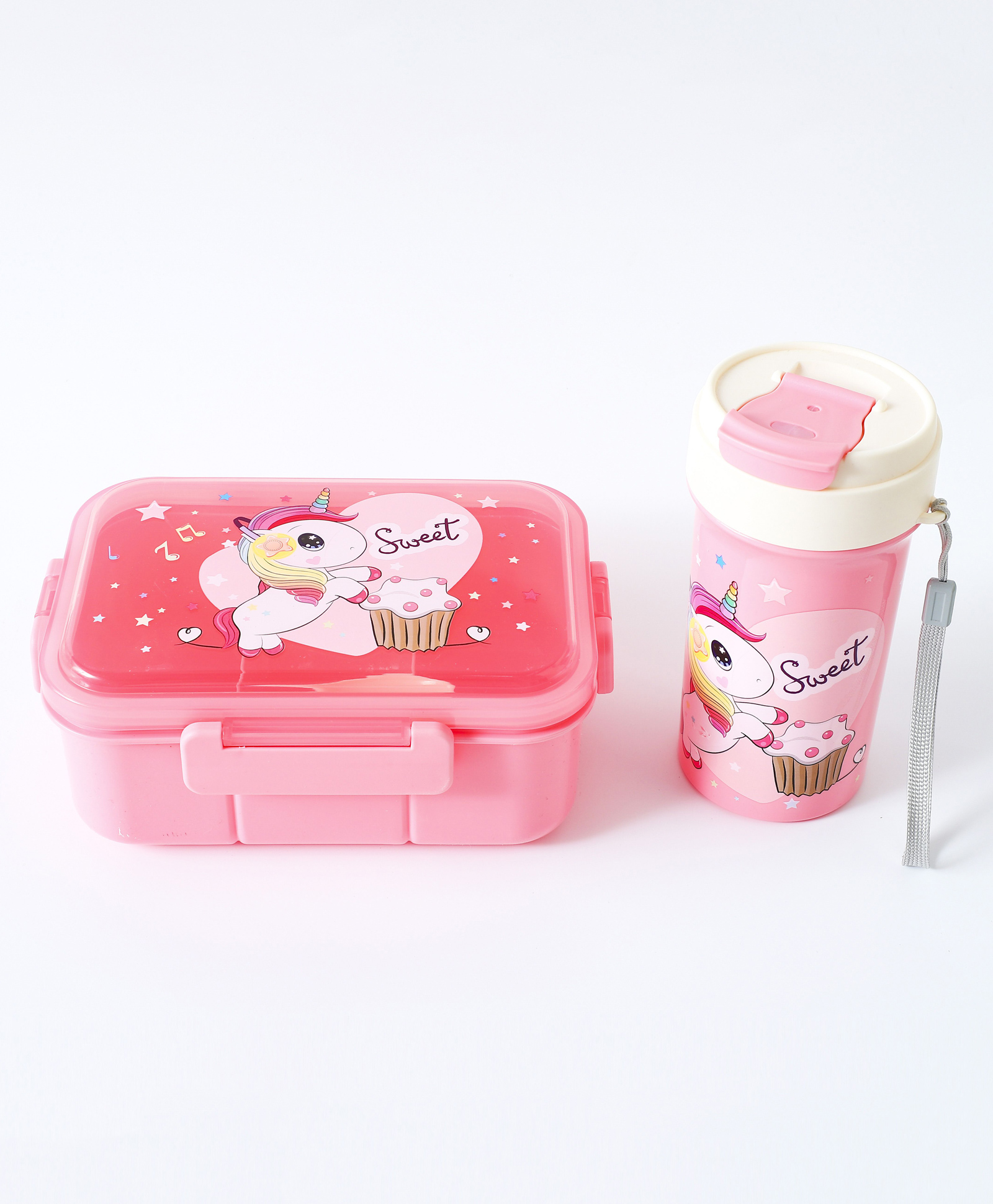 ZOE Freezer & Leak Proof Lunch Box Set with Water Bottle & Unicorn Print - Pink-picture-23