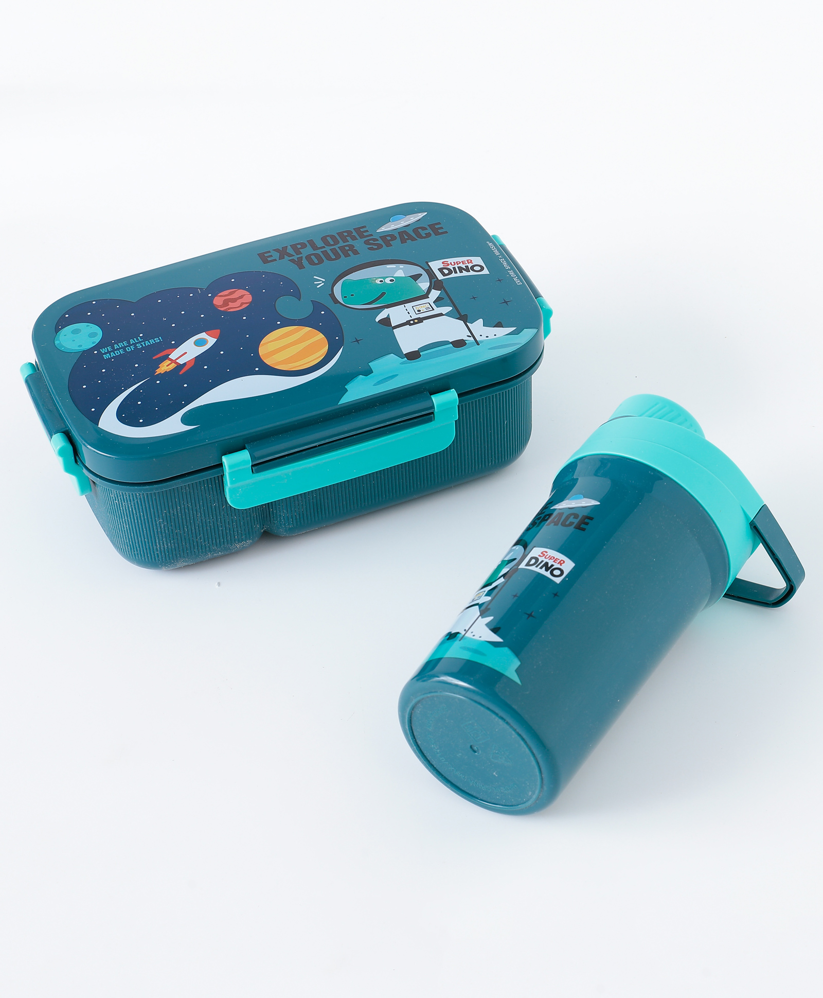 Freezer & Leak Proof Lunch Box Set with Water Bottle & Space Theme Print - Pink-image-38