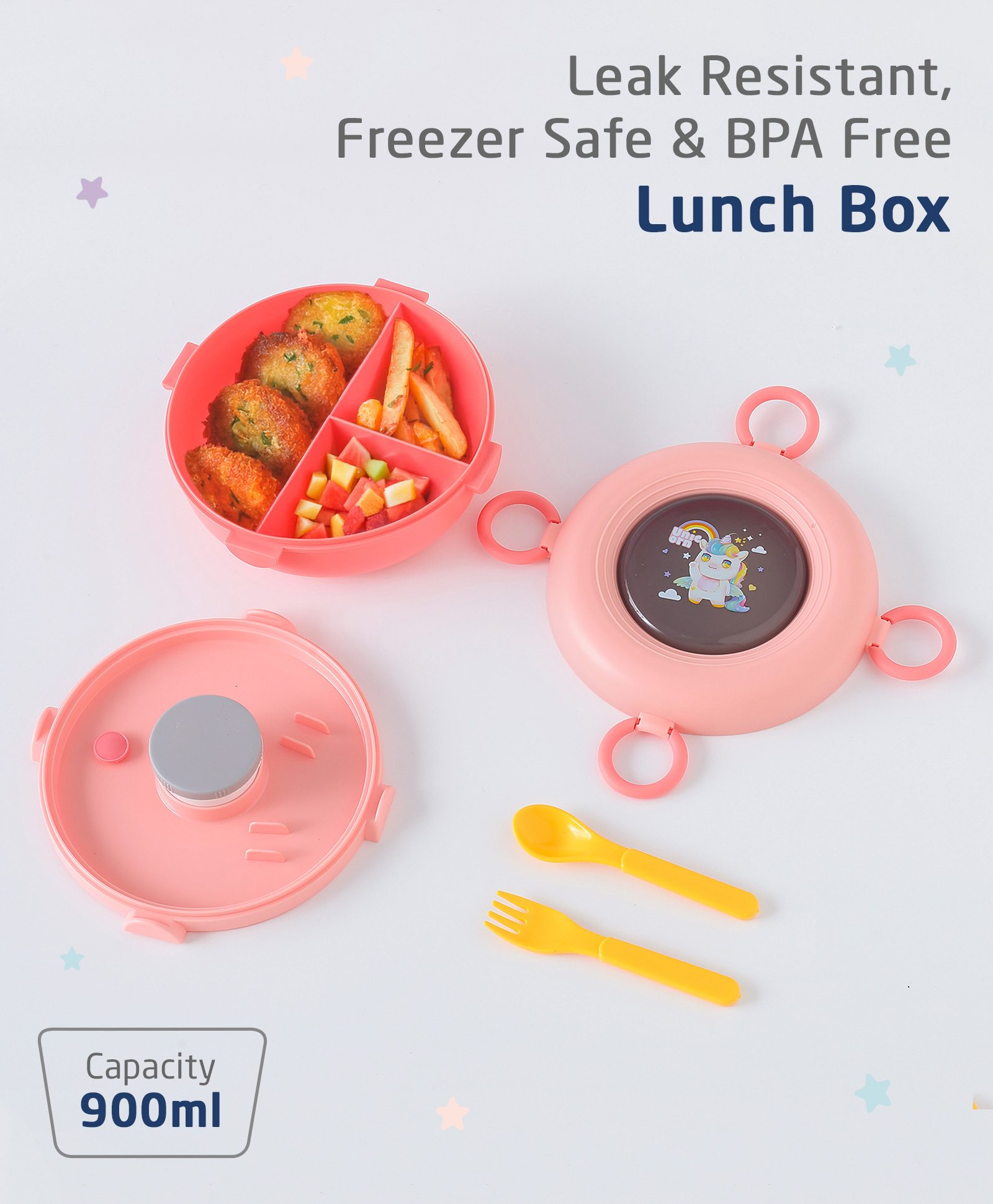 ZOE Leak-Proof & Freezer Safe Lunch Box Unicorn Print - Pink-picture-4