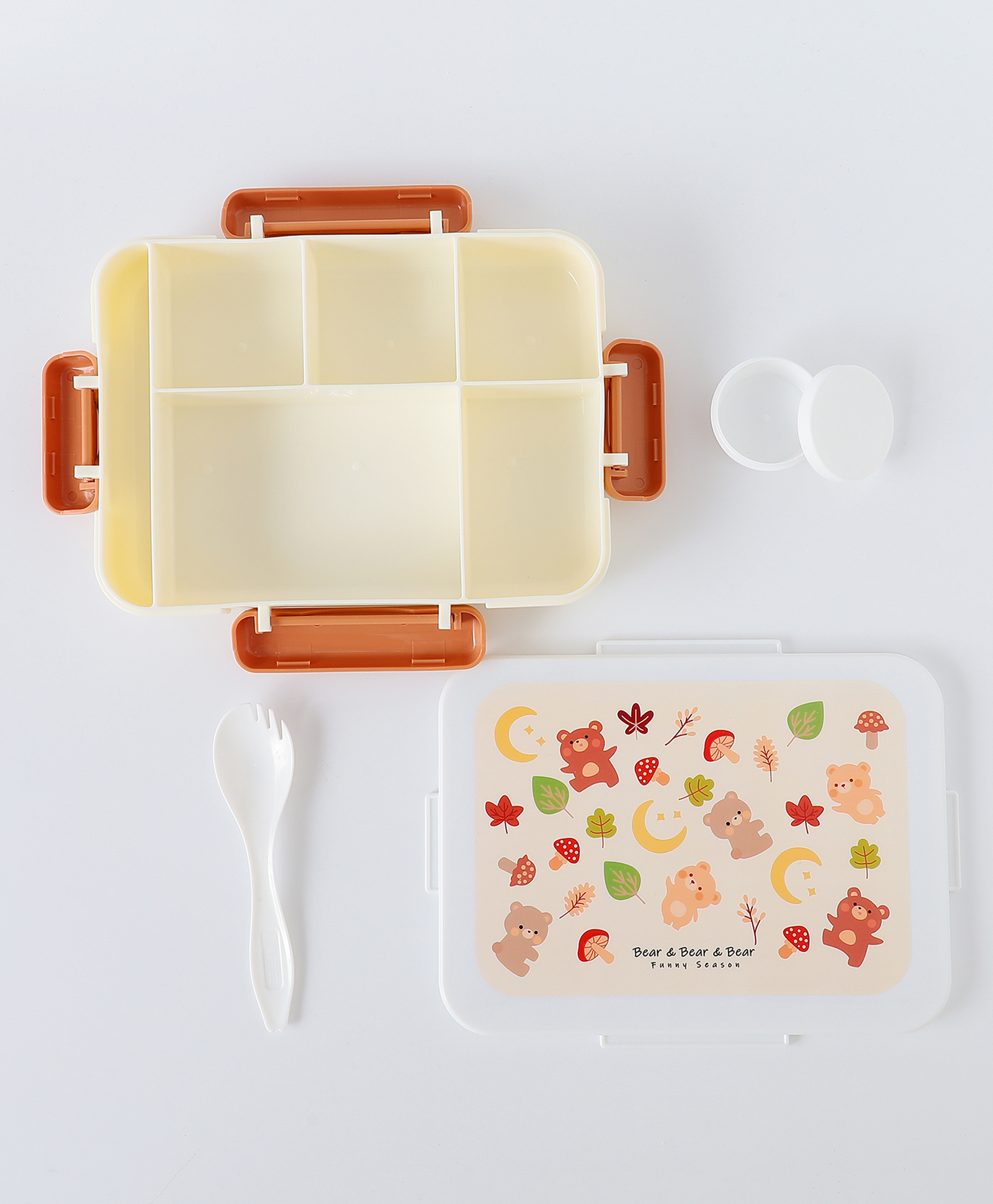 Freezer & Leak Proof Lunch Box with Bear Print - Beige-image-31