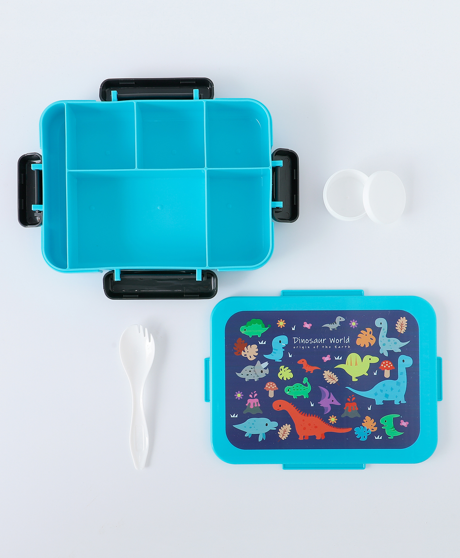 fab n funky Leak-Proof & Freezer Safe Dino Printed Lunch Box - Blue-picture-17