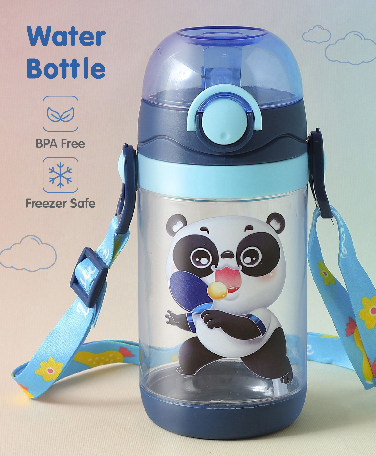 fab n funky Sipper Bottle with Panda Print Blue - 450 ml-picture-13