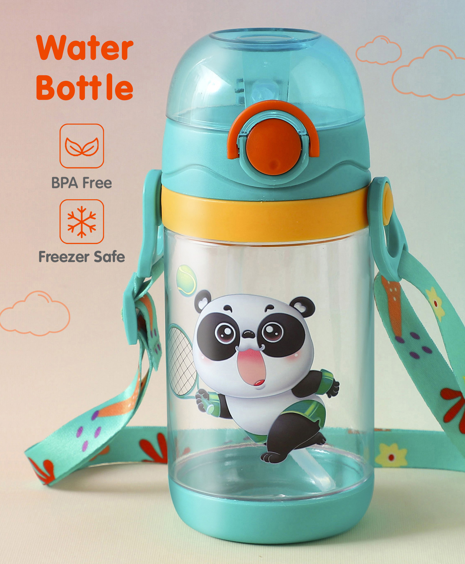 fab n funky Sipper Bottle with Panda Print Green - 450 ml-picture-14