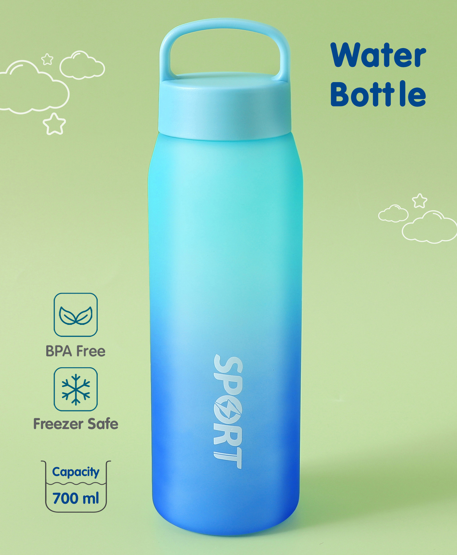 Leak Proof Matte FinishWater Bottle Sky Blue - 700 ml-image-19