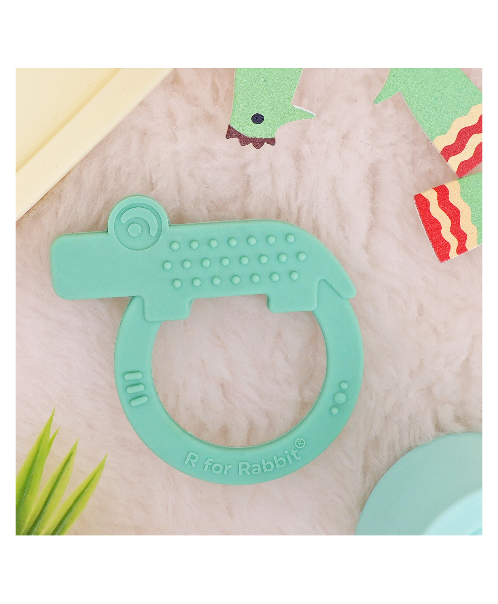 R for Rabbit Crocodile Shaped Tiny Bites Zoobie Teether - Green-image-49