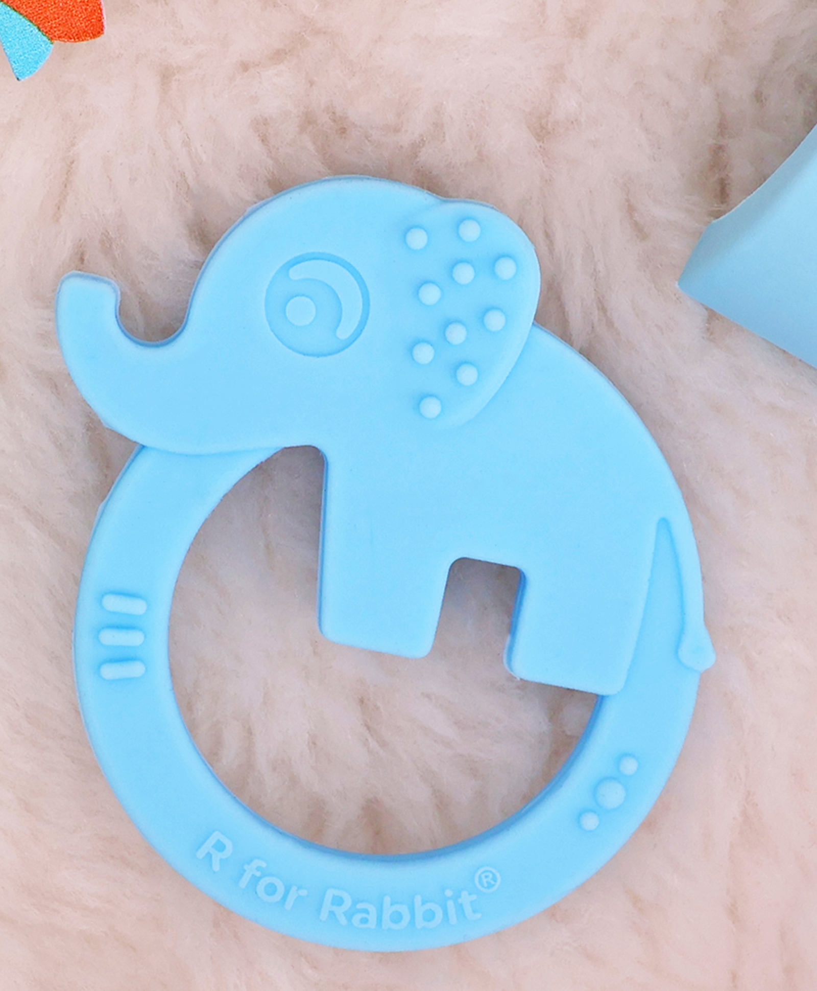 R for Rabbit Elephant Shaped Tiny Bites Zoobie Teether - Blue-picture-18