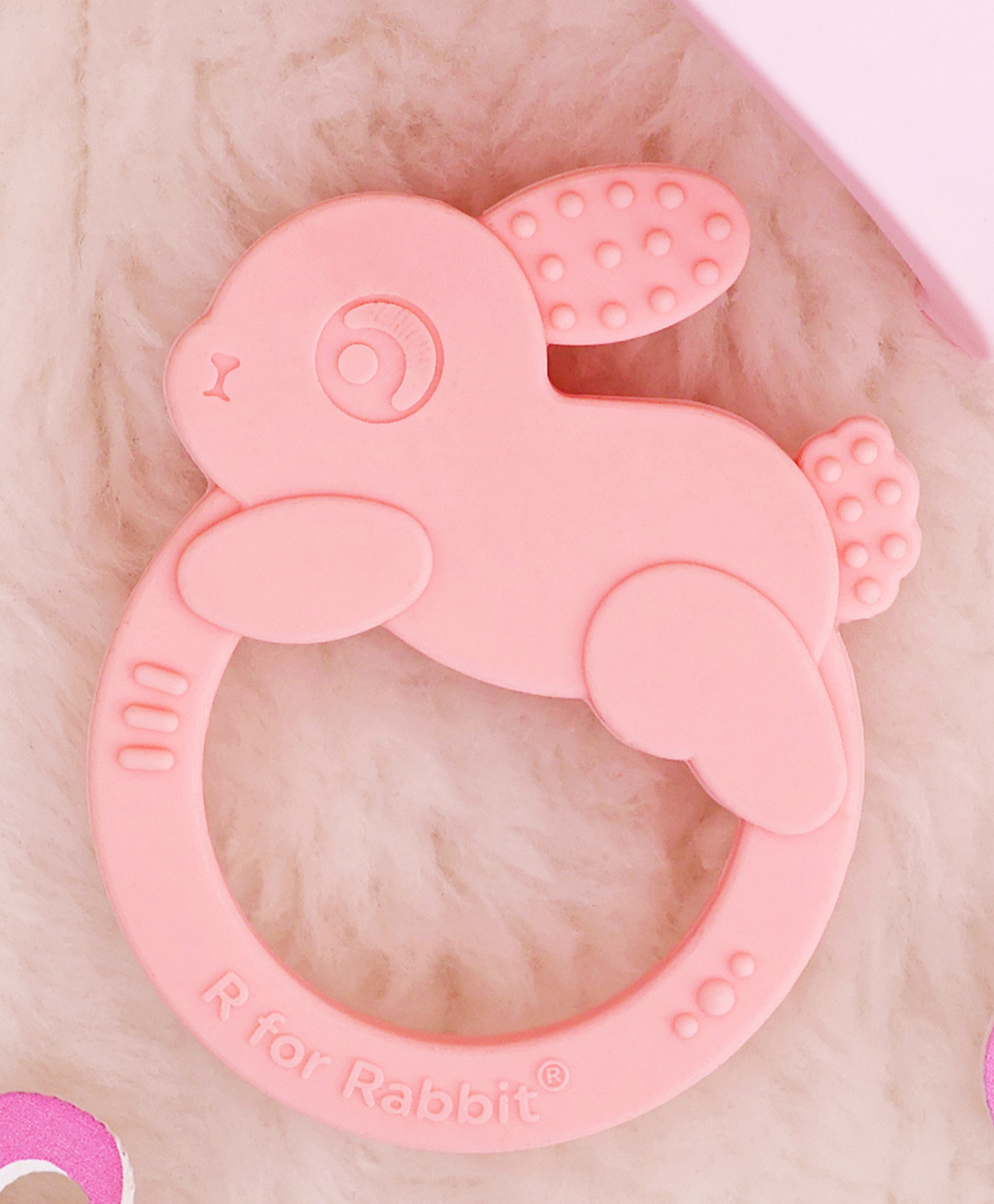 R for Rabbit Rabbit Shaped Tiny Bites Zoobie Teether - Pink