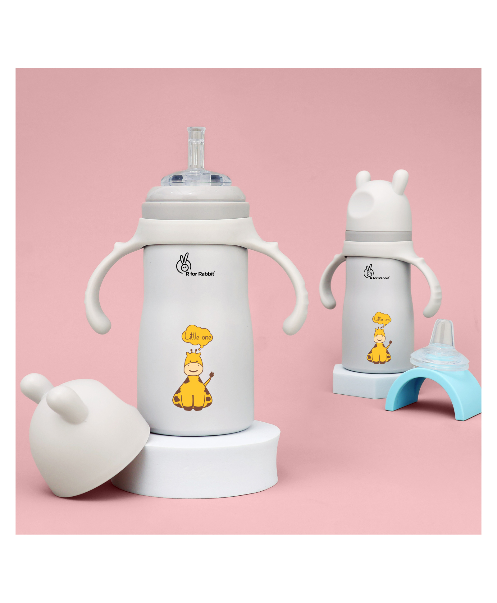 R for Rabbit Steebo Tiny Tales Premium Stainles Steel Water Sipper with Twin Handle - Beige