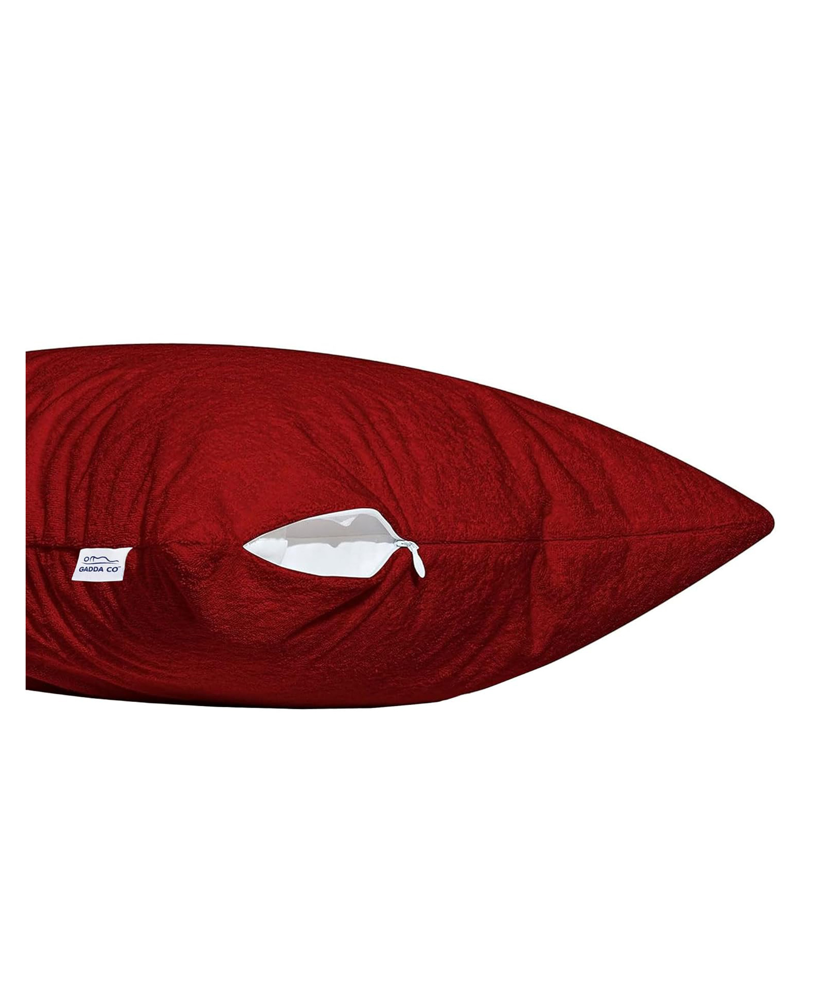GADDA CO Water Resistant & Dust Mite Soft Terry Cotton Pillow Cover with Zipper & Protector - Standard Size - 18 X 28 Inch - Maroon- Set of 1-image-14