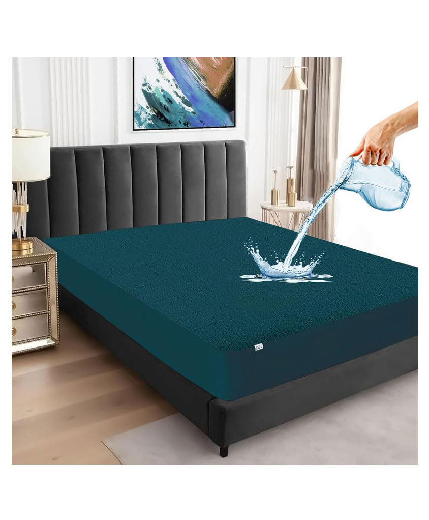 GADDA CO Mattress Protector Waterproof Fitted Cover Cotton Queen Size Mattress Protector (Peacock)-image-24