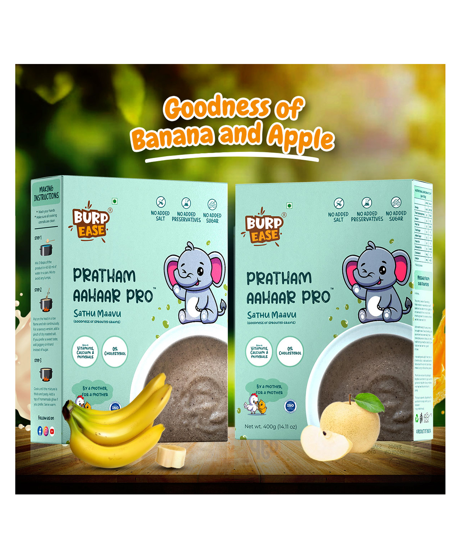 Burpease Combo Of Pratham Aahaar Pro - Apple + Banana Flavour-image-1