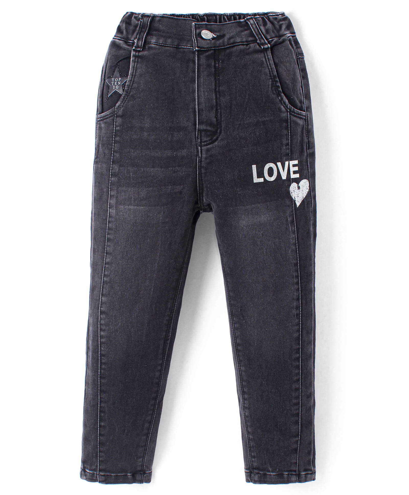 Olio Kids Woven Full Length Denim Jeans With Text Print - Navy Blue-picture-20