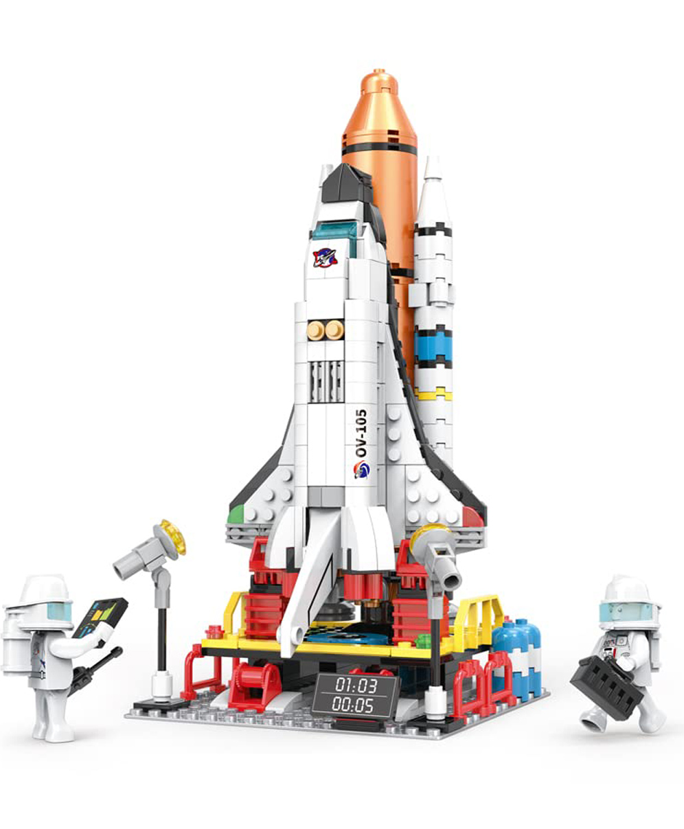 Sanjary Space Shuttle Rocket Launch Building Educational Construction Learning Blocks Set for Kids 404 Pcs - color design may vary-image-19
