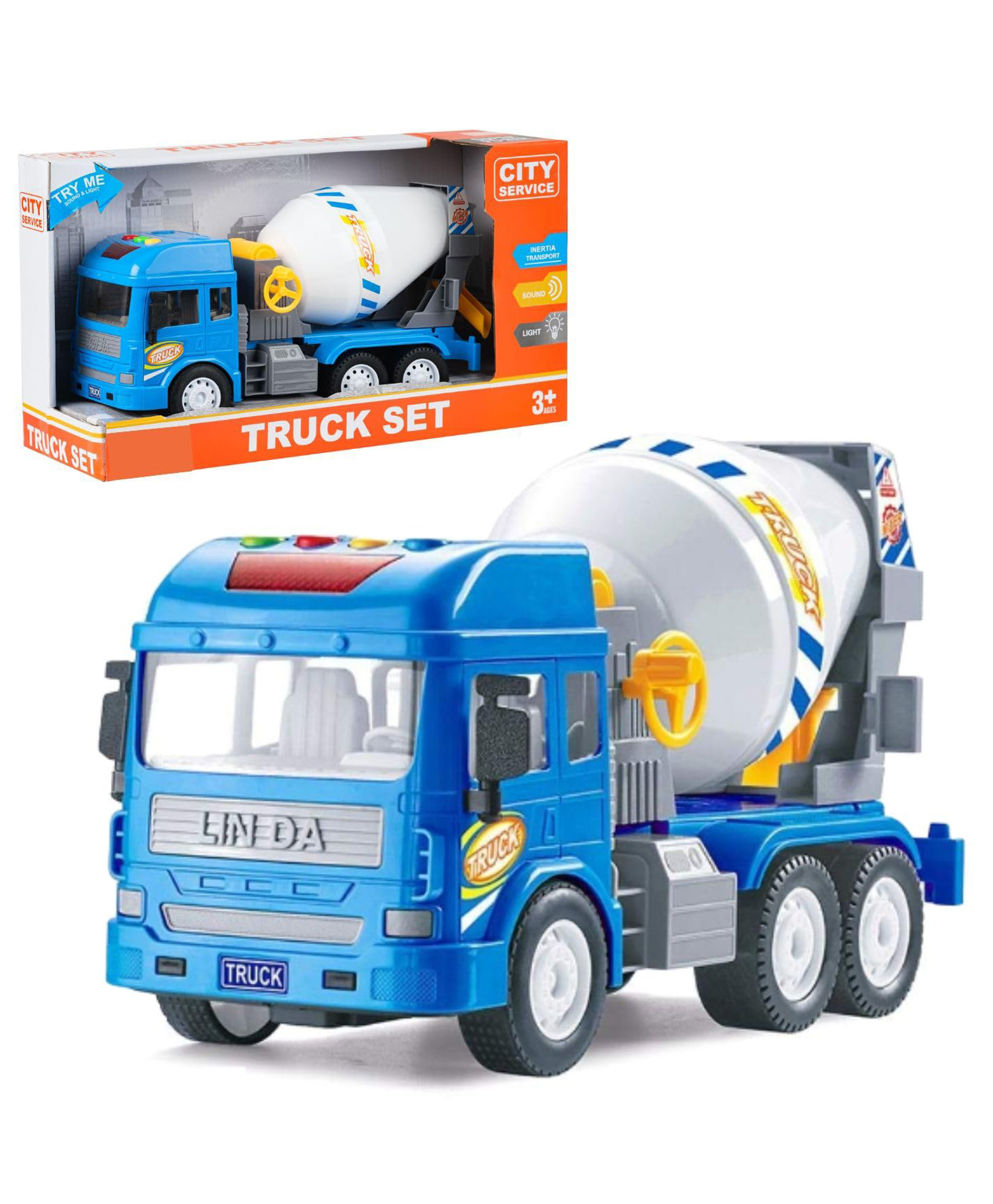 Sanjary Cement Mixer Construction Truck Toy for Kids with Light & Sound, Friction Power Vehicle Truck for kids Color design may vary-image-14