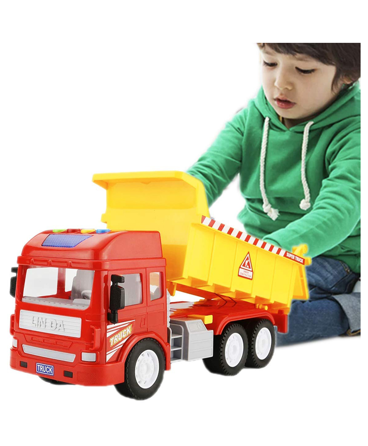 Sanjary Dumper Truck Huge Size Push and Go Toy for Kids with Sound and Lights Dumper Truck for kids color design may vary-image-29