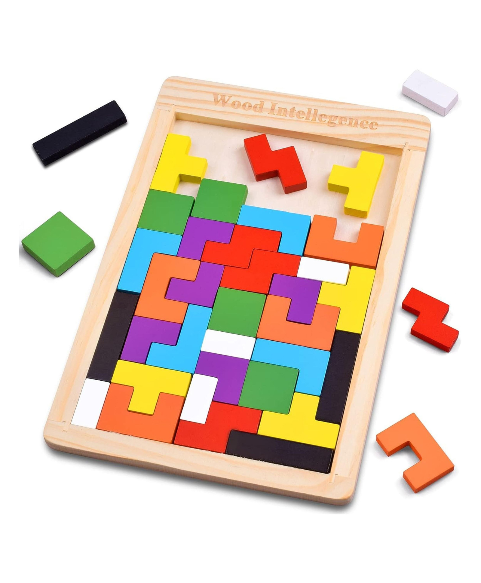 BitFeex Tangram Game Russion Intelligence Colorful 3D Russian Blocks Montessori Education Toy for Boys & Girls Educational Gift for Kids-40 Pieces- Multicolour-image-38