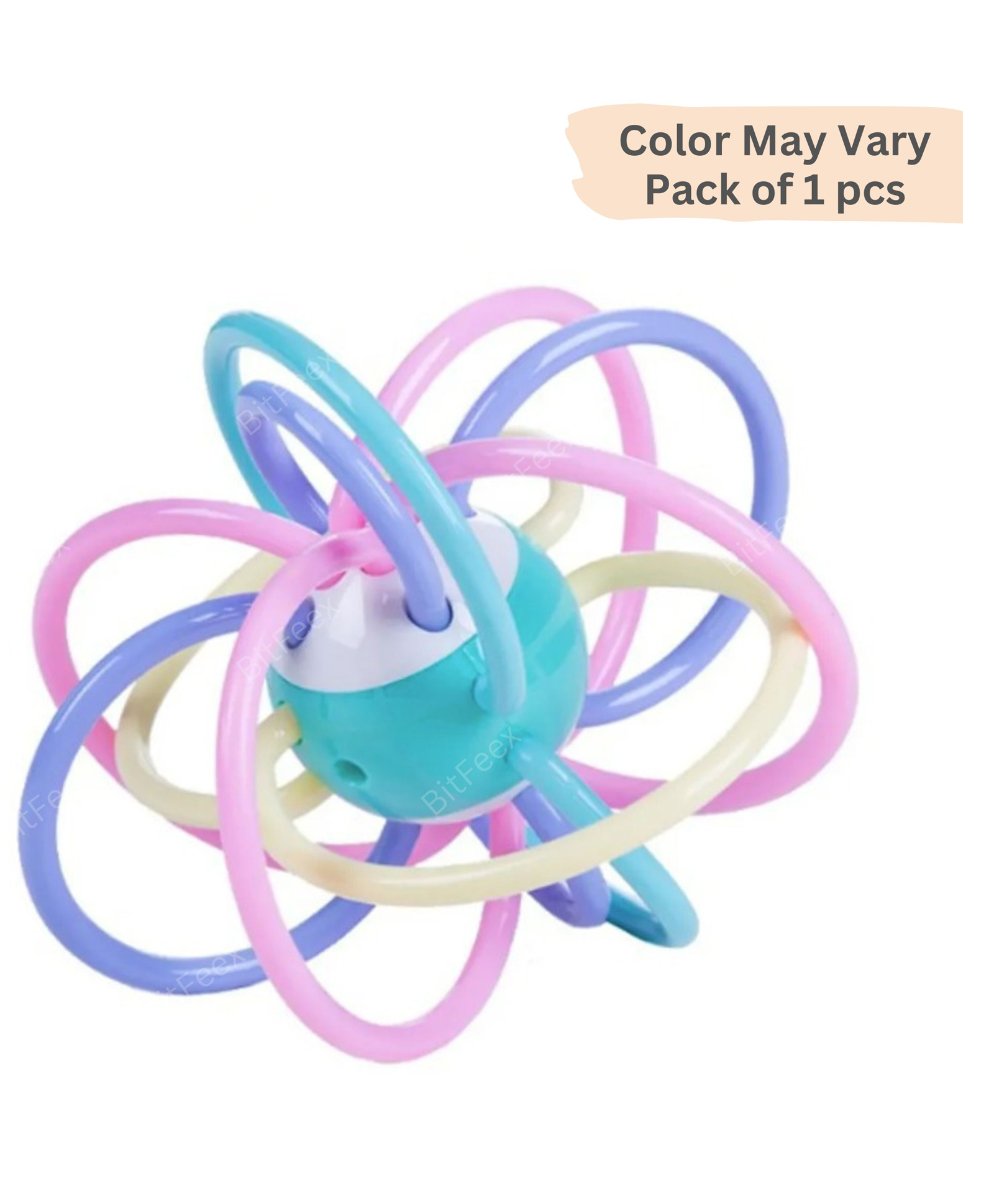 BitFeex Baby Teether Tube Ball Loopi Toy for New Borns Babies Boys Girls Toddler Gift-Color may vary, Pack of 1pcs-image-7