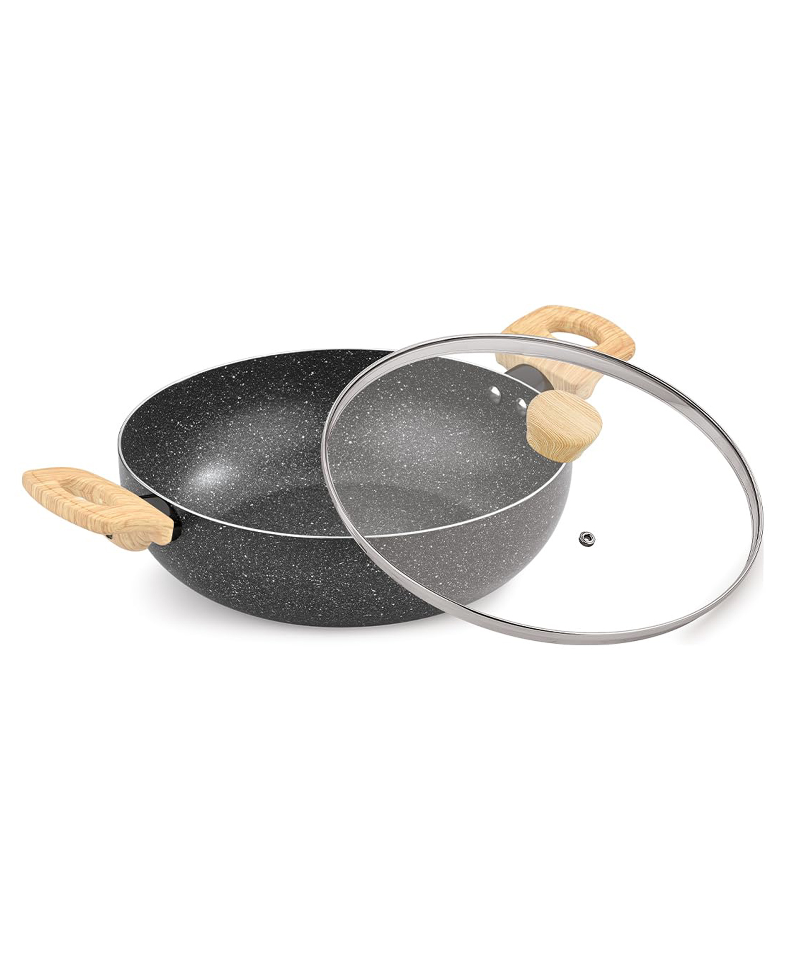 Bergner Earth Black Non-Stick Kadhai 28cm, 5.2 L - Induction Bottom-picture-24