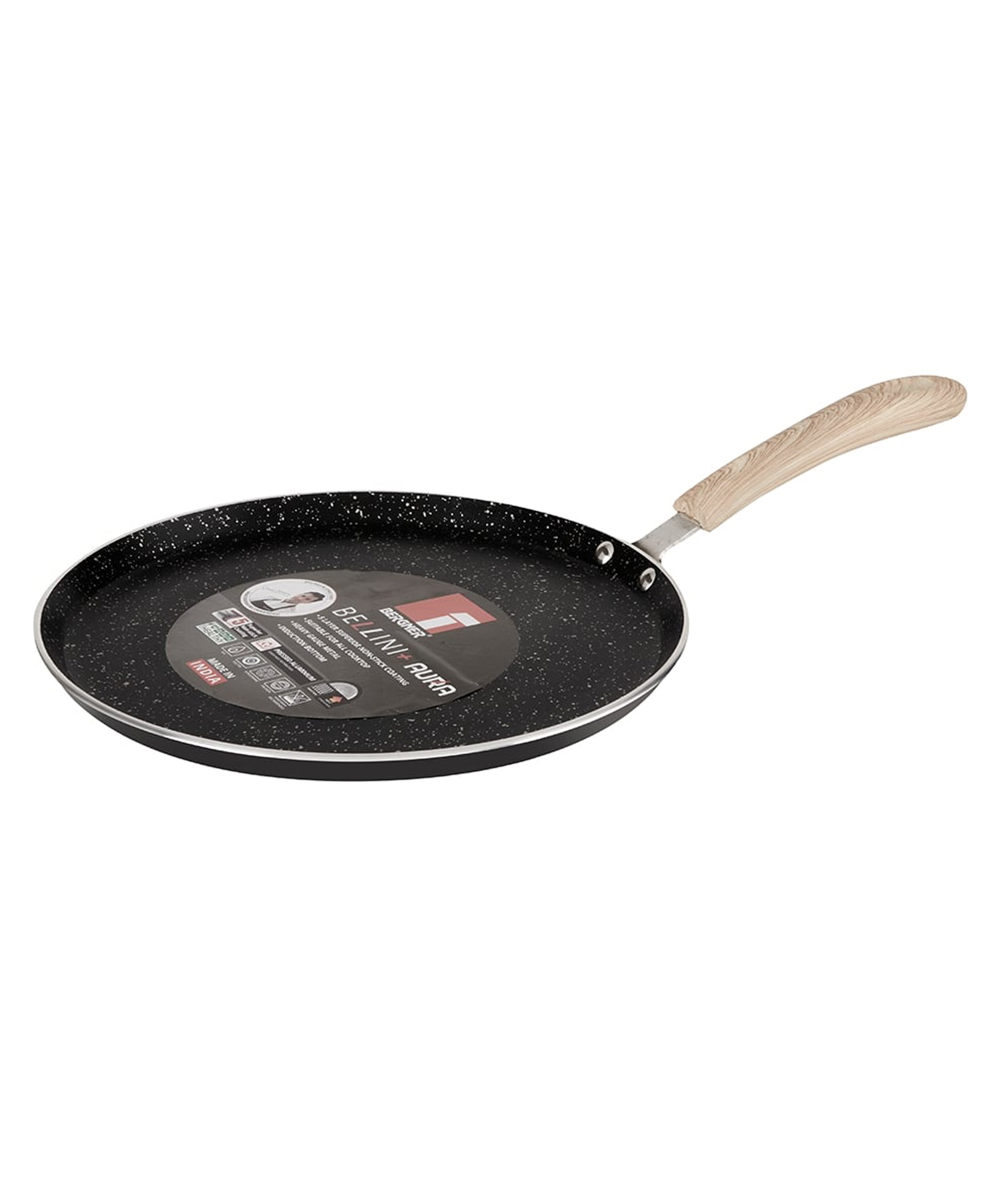 Bergner Bellini Plus Aura 5 Layer Marble Non Stick Dosa Tawa , 28 cm, Induction Base, Soft Touch Handle, Thickness 4mm, 1 Year Warranty Black-image-35