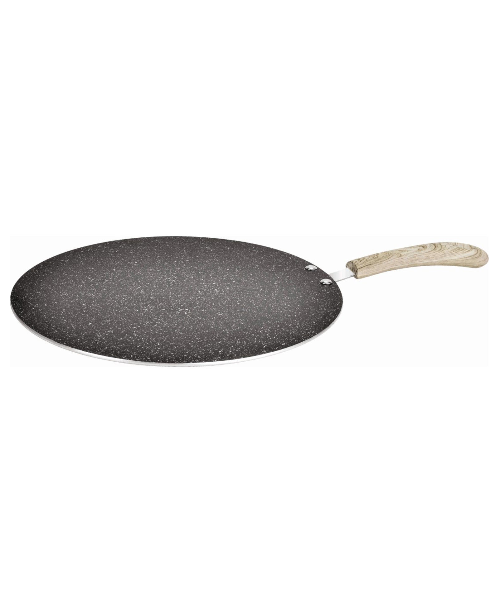 Bergner Bellini Plus Aura Black Non Stick Flat Tawa 30 cm, Sturdy Rivertless Construction with Soft touch Wooden Finish Handle, Induction Bottom-picture-10