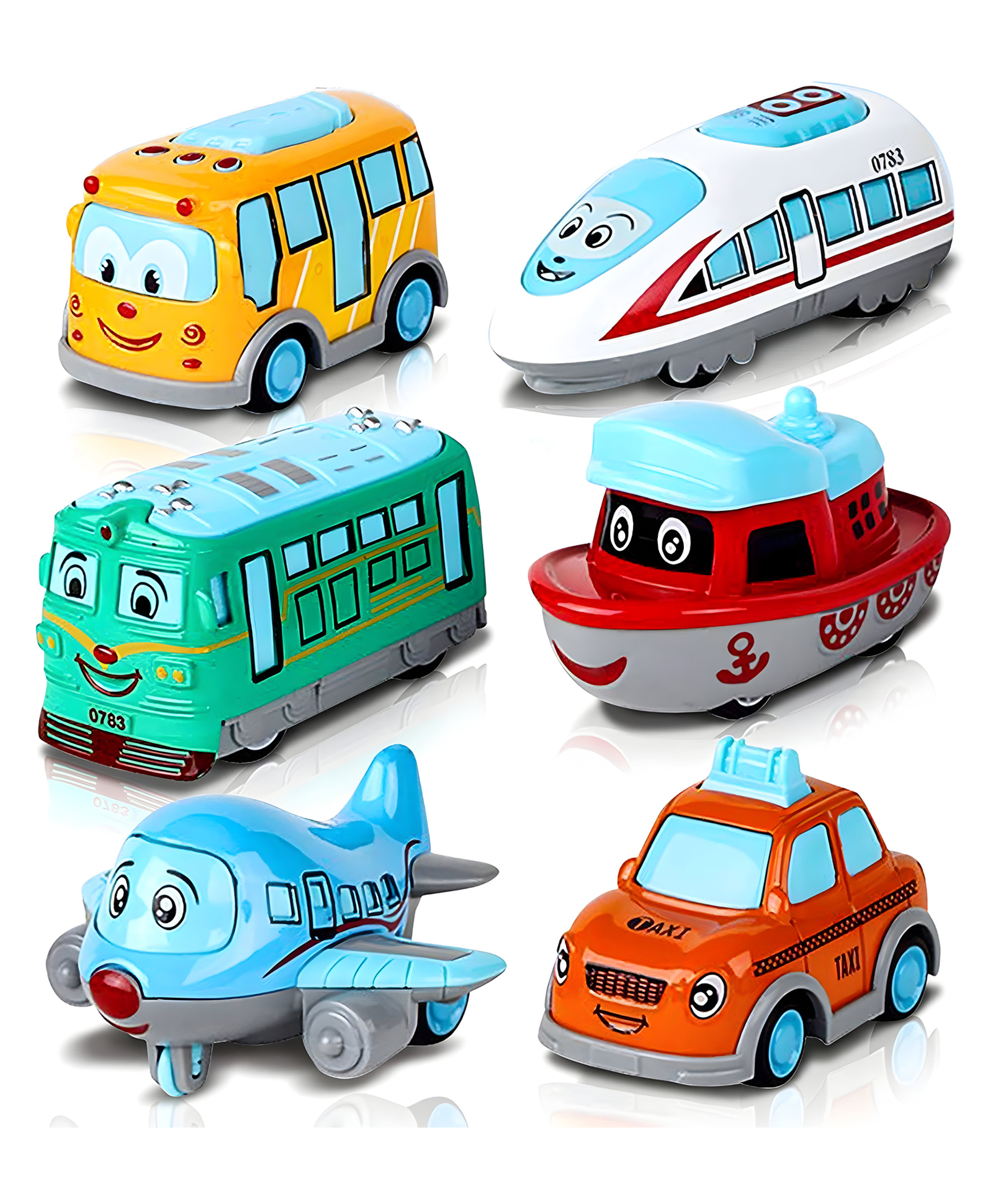 NEGOCIO Cute Metal Die Cast Pull Back Vehicles Toy Cars Play Set Toddlers Car Toys Includes Mini Cars Toys Alloy Helicopter, Texi, Bus, Boat, Train, for Kids--PACK OF 1- COLOR MAY VARY-image-49