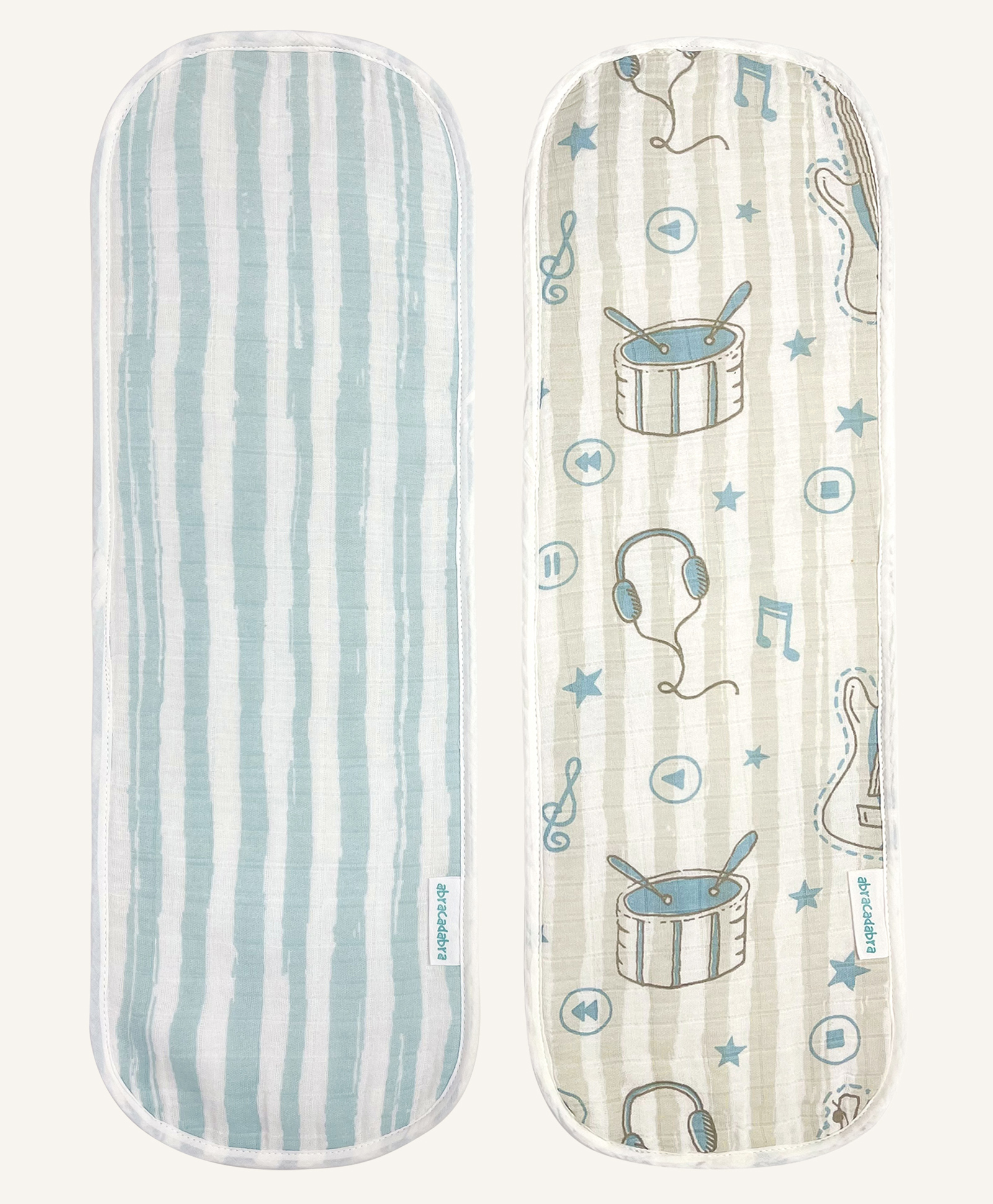 Abracadabra Muslin Burp Pad Set of 2 Rockstar Print - Blue-image-29