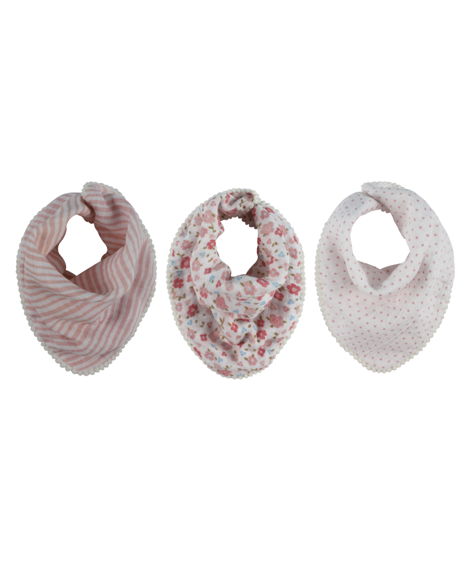 Abracadabra Vintage Floral Theme Cotton Muslin Bandana Bibs Pack Of 3- Pink-image-23