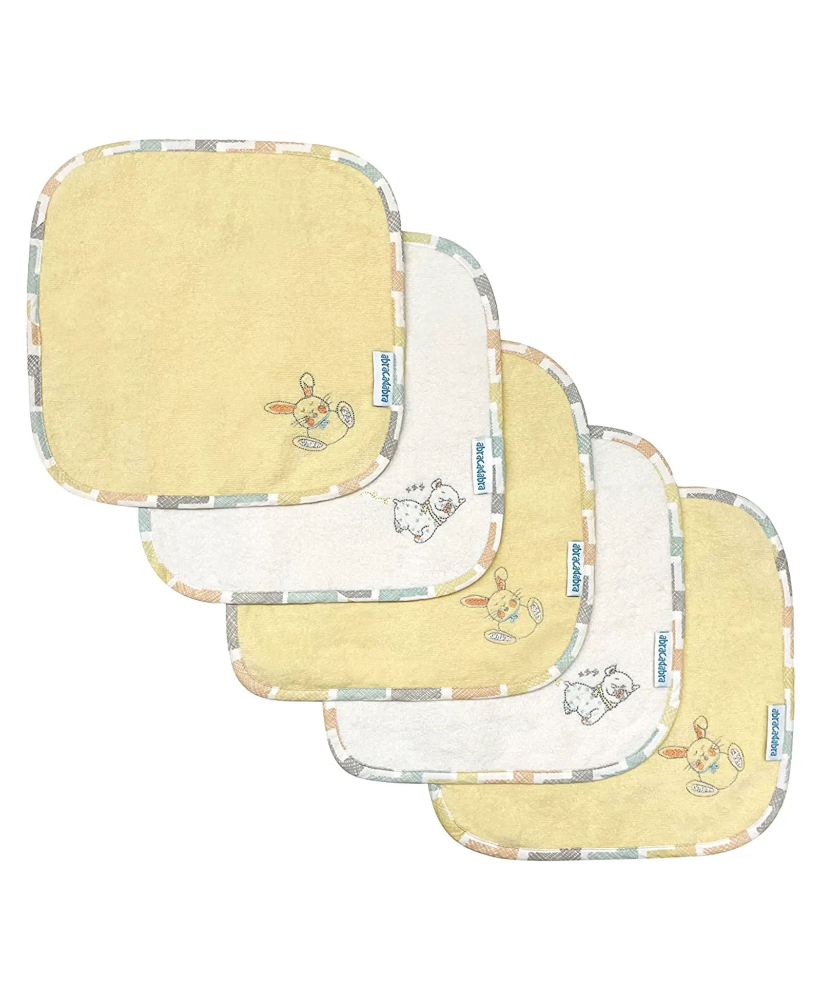 Abracadabra Wash Cloths Sleepy Friends Set of 5 - Yellow
