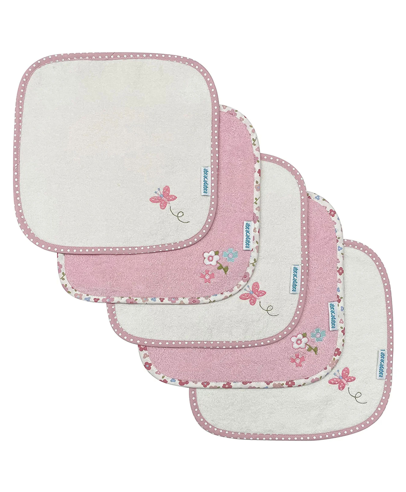 Abracadabra Vintage Wash Cloths Floral Print Set of 5 - Pink-image-2