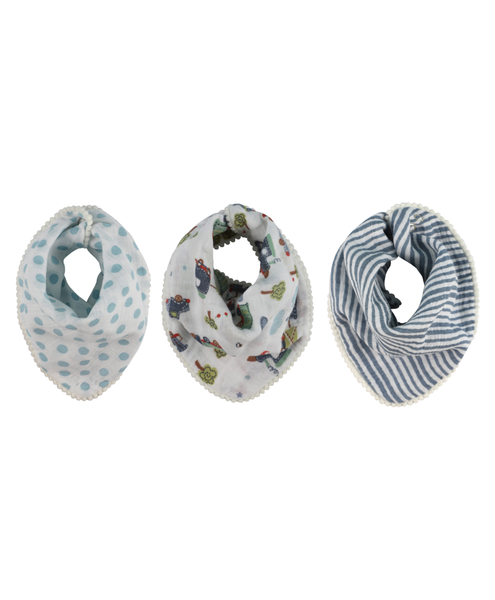 Abracadabra Transport Theme Cotton Muslin Bandana Bibs Pack Of 3- Blue-image-45