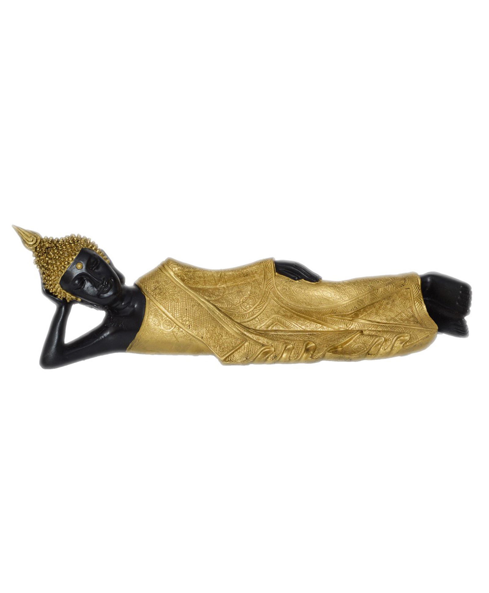 eCraftIndia Black & Golden Polyresin Reclining Lord Buddha Statue-image-7