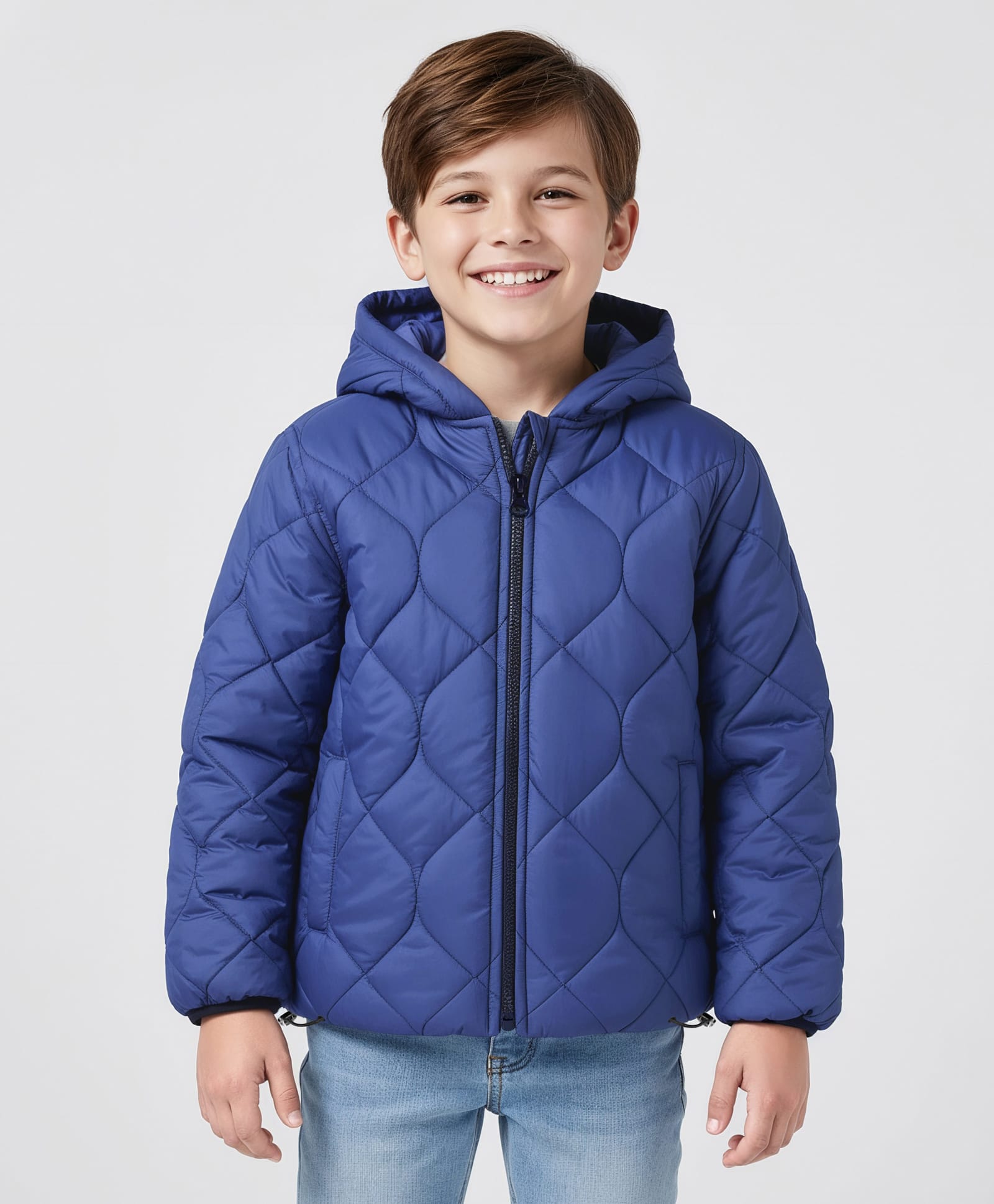 Little Kangaroos Knit Full Sleeves Hooded Quilted Jacket - Royal Blue-image-40