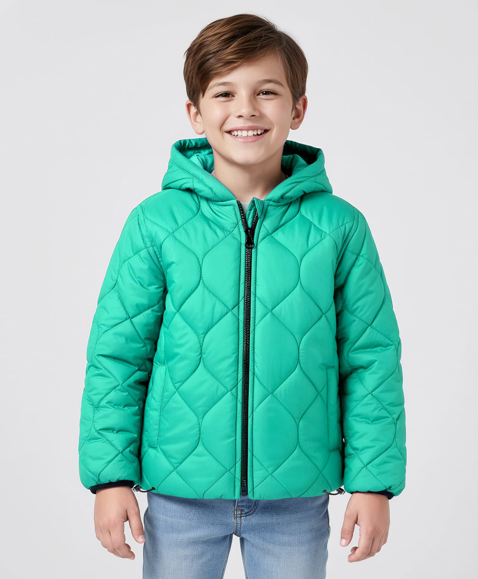 Little Kangaroos Knit Full Sleeves Hooded Quilted Jacket - Mint Green-picture-20