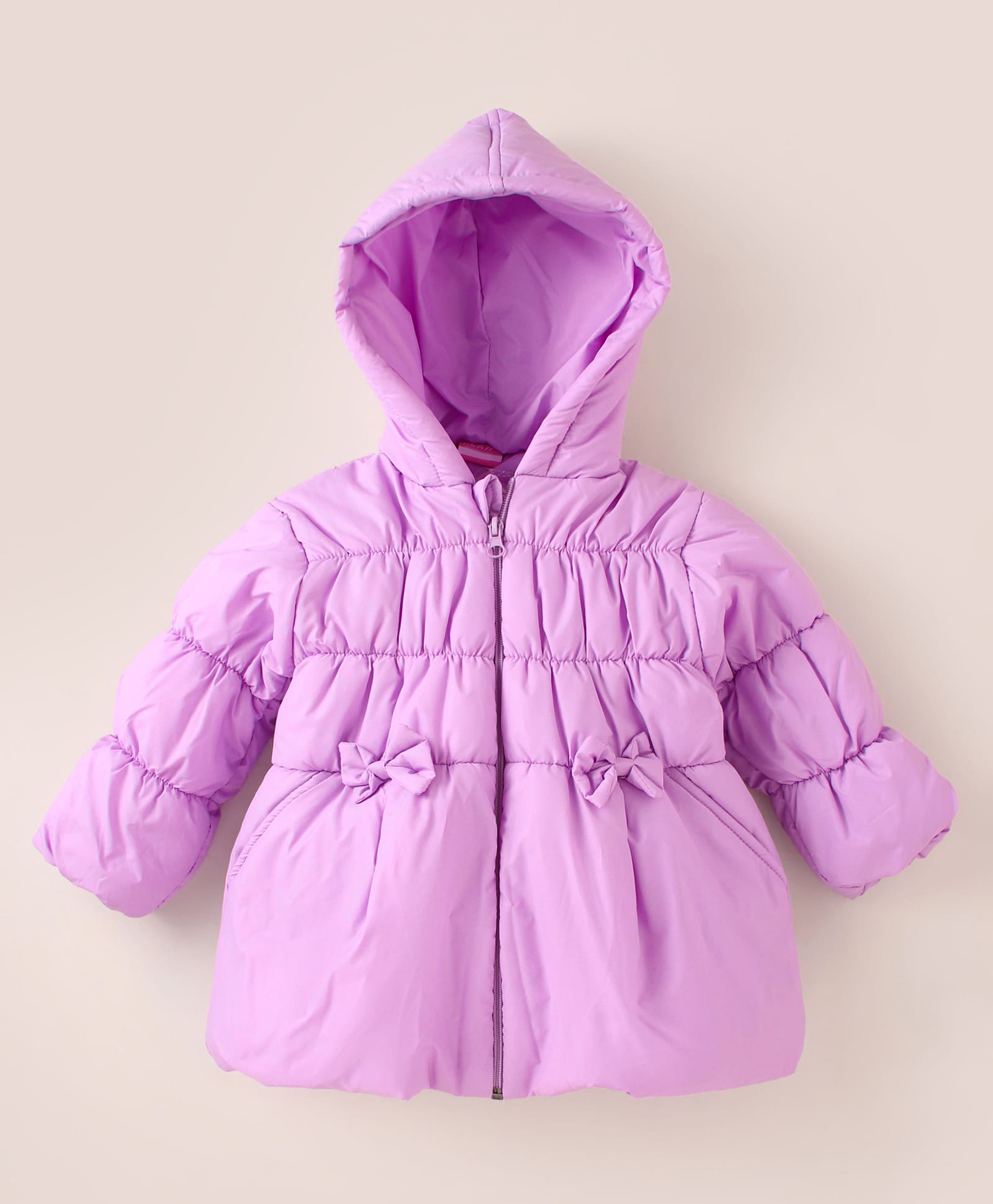 Little Kangaroos Knit Full Sleeves Hooded Quilted Jacket with Bow Applique - Lilac-image-29