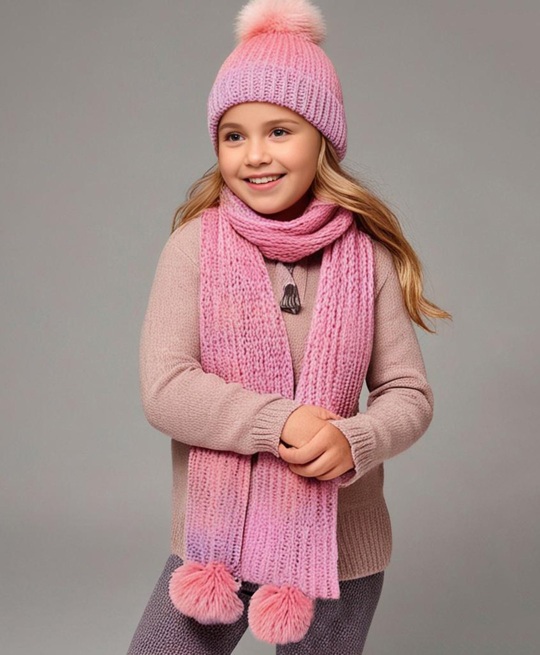Cherry Crumble By Nitt Hyman Pompom Embellished Cap & Muffler Set - Multi Colour-picture-11
