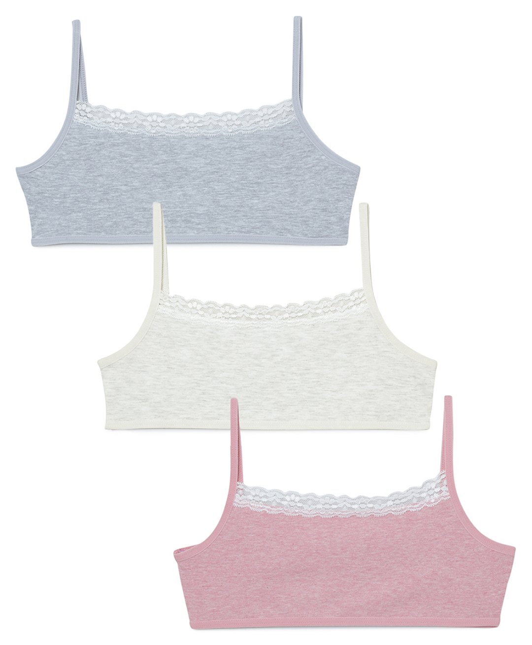 Charm n Cherish 100% Cotton Pack Of 3 Solid Training Bras - Grey Pink & White-image-28