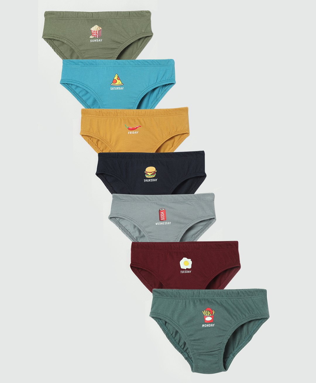 Charm n Cherish 100% Cotton Pack Of 7 Weekdays Printed Briefs - Multi Colour-picture-22