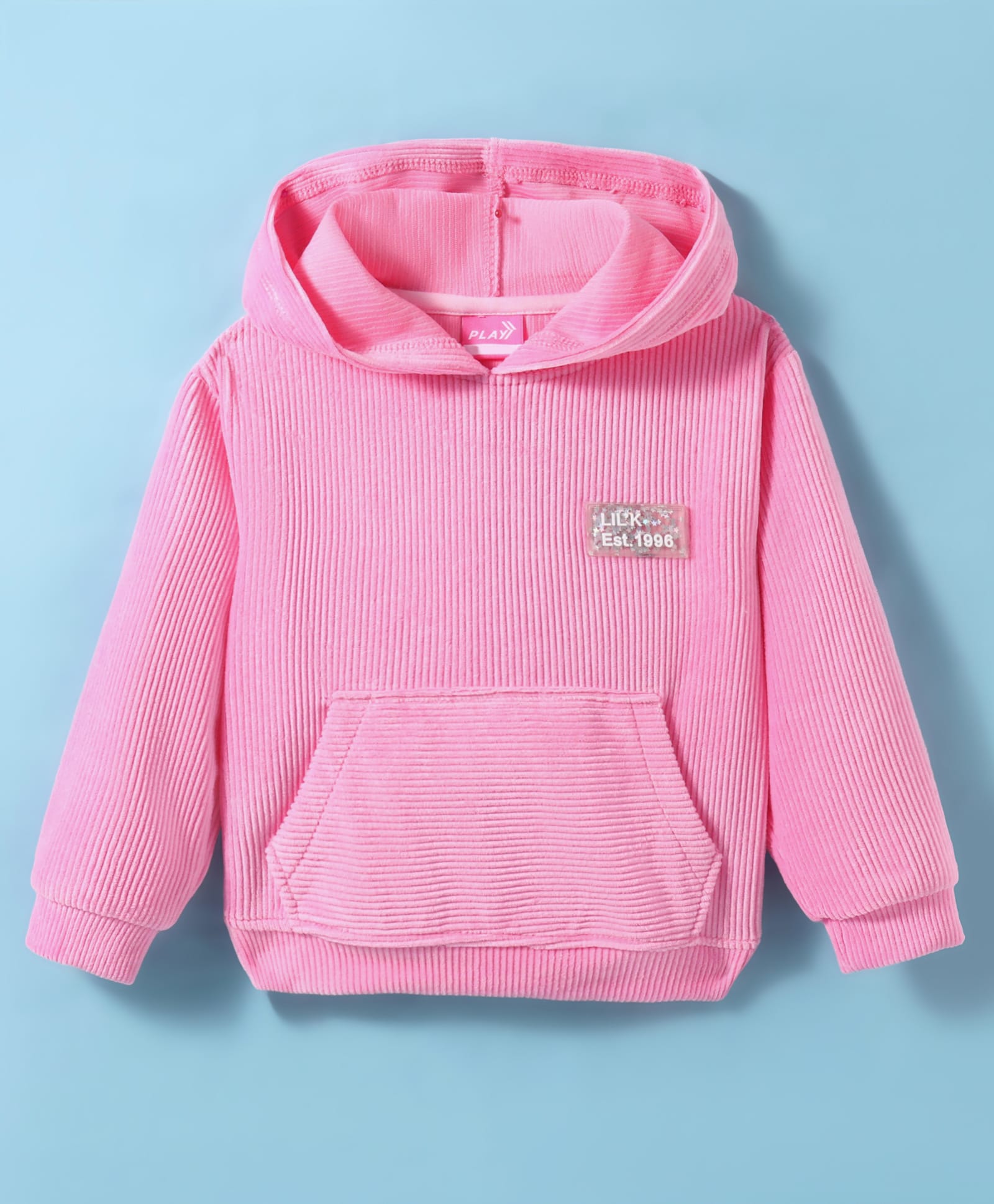 Little Kangaroos Fleece Knit FullSleeves Hooded Sweatshirt with Patch Detailing & Kangaroo Pockets - Pink-picture-18