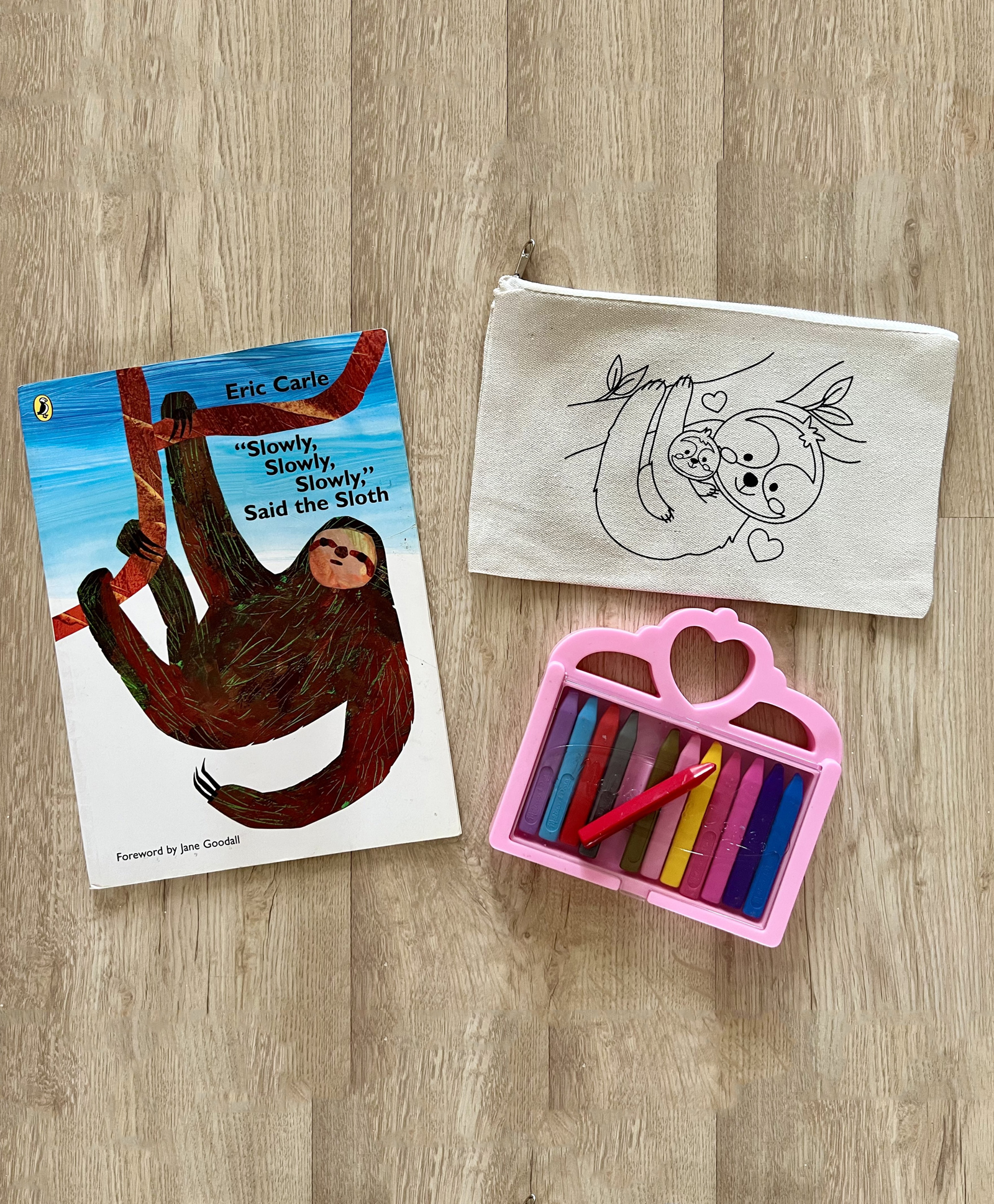 Little Canvas DIY Colouring Mummy and baby Sloth Pouch-image-44