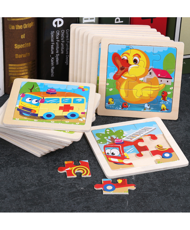 MUREN 5 Pack Mini Wooden 11 X 11 Cm Animal Jigsaw Puzzles for Kids Ages 2 3 Toddlers Preschool Educational Learning Travel Jigsaw Puzzle Toys-Random Designs-image-23