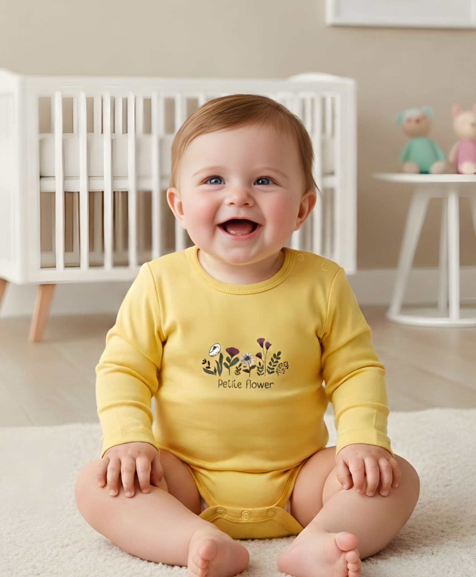 My Milestones 100% Cotton Full Sleeves Floral Printed Onesie - Yellow-picture-28