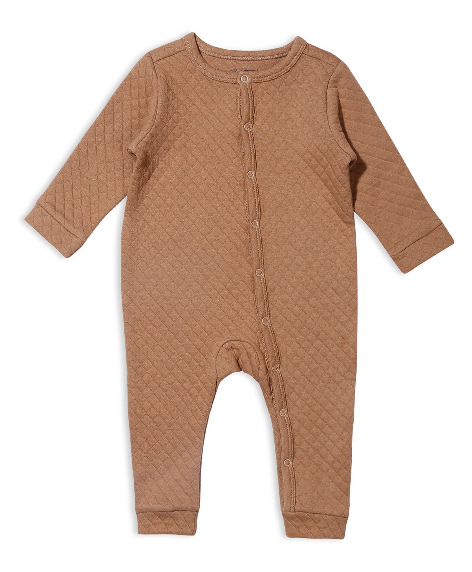 My Milestones Full Sleeves Solid Quilted Romper - Brown-picture-21