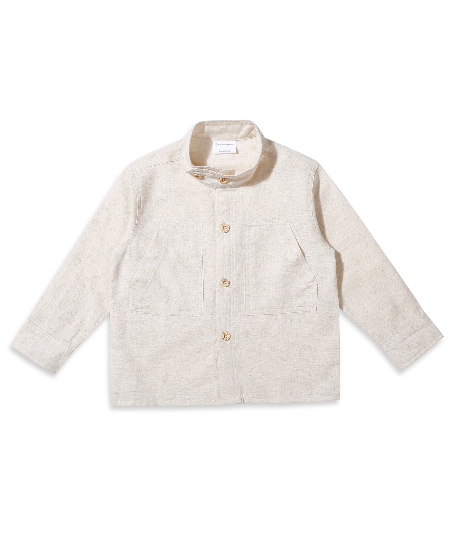 My Milestones Cotton Full Sleeves Solid Shirt - Beige-picture-19