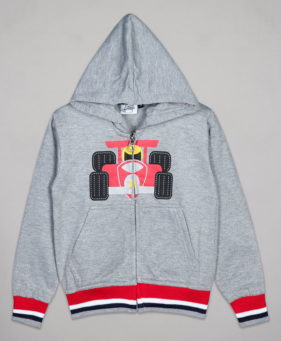 The Sandbox Clothing Co Cotton Full Sleeves Car Printed Hooded Sweatshirt - Grey-picture-12