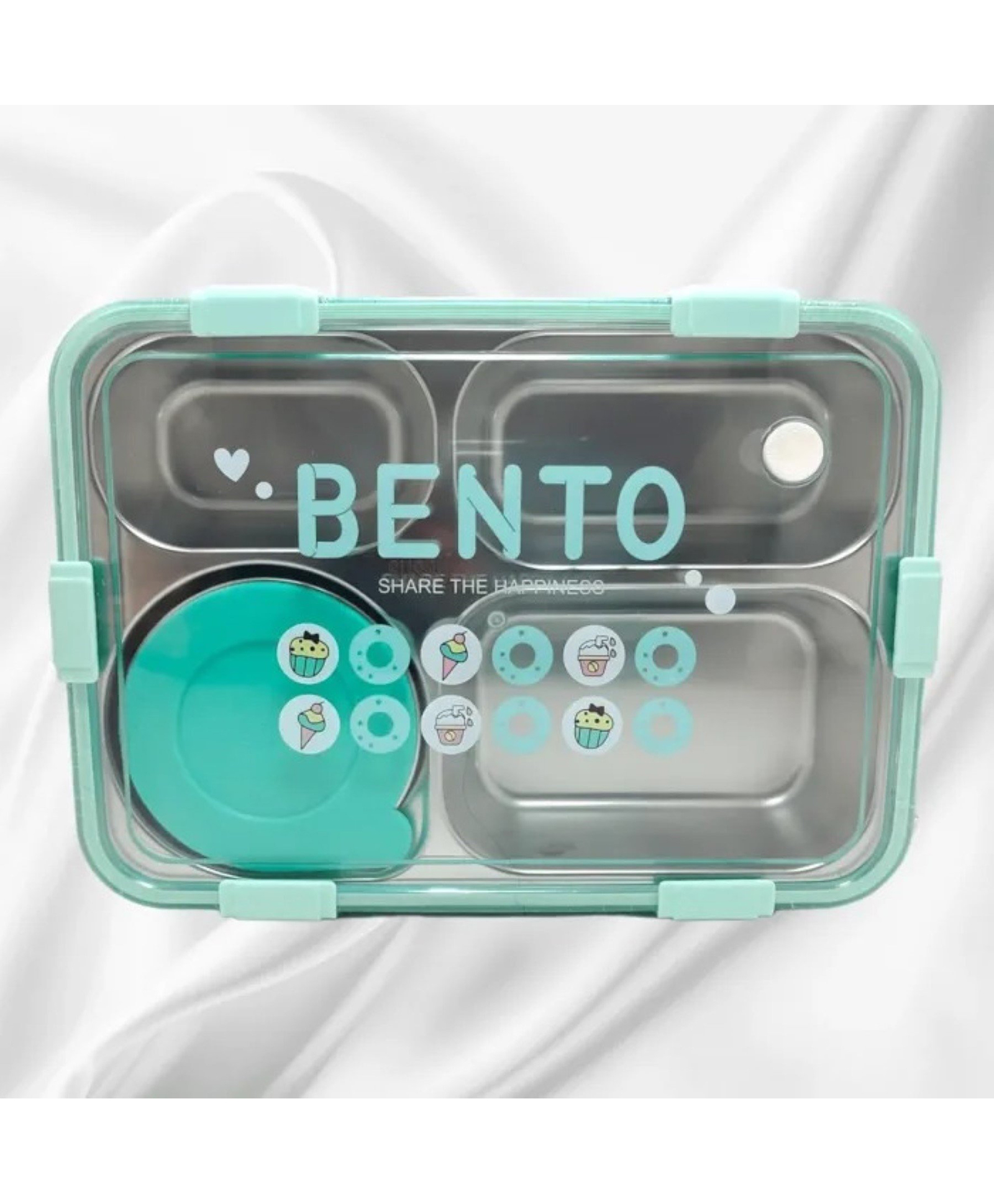 LuvLittle BENTO 4 Compartments with Soup Cup Leakproof Stainless Steel Lunch Box (900ml)-GREEN-image-44